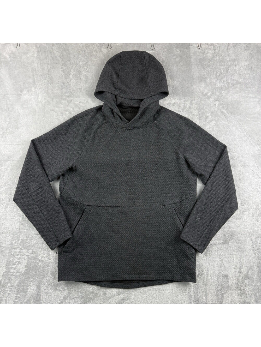 Lululemon Mens At Ease Hoodie Size S Heathered Black Textured Pullover Lifestyle